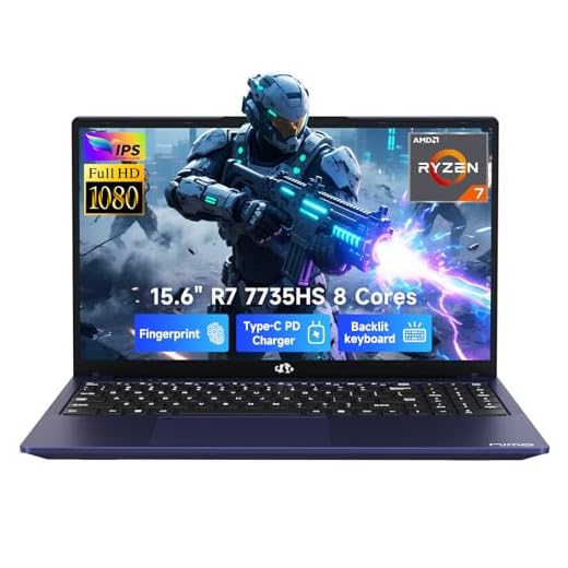 NIMO 15.6" IPS FHD Gaming-Laptop, AMD 8 Cores Ryzen 7 7735HS 32GB DDR5 RAM 1TB SSD (Beats i7-12650H, Up to 4.75GHz) Computer with Radeon 680M 100W Type-C Backlit Keyboard Fingerprint Unlock, Blue