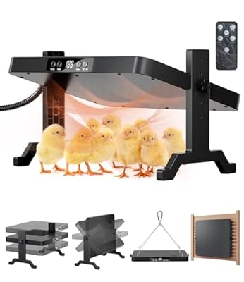 Smart Brooder Heating Plate, 2-in-1 Chicken Coop Heater & Chick Brooder, 200W Rapid Radiant Heat with Adjustable Temp 86~194? & Timer & Height & Angle, Peck-Resistant Power Cord, ETL/UL Certified Safe