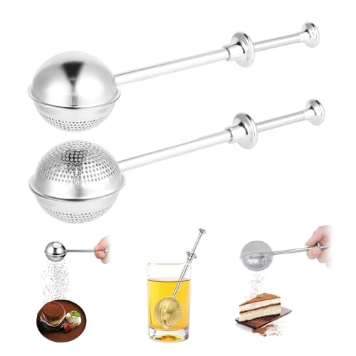 Kievano Teezange Set De 2 Pinzas Para Té De Acero Inoxidable 304 Ø 4,5 Cm Con Mango Telescópico Infusor De Bola Para Té Suelto, Cacao, Harina Y Especias