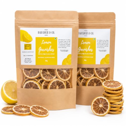 Image of Bab Louie & Co. Lemon Dehydrated Fruits Garnishes For Cocktail, Mocktail, Detox Water, Green Tea, Snacks | Air Dried | Gluten Free | Vegan | No Sugar | 100% Natural | Zero Preservatives | 50 gm (Lemon, Pack Of 2)
