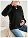 RoseSeek Women's Maternity Button Down Sweatshirts Crew Neck Long Sleeve Pullover Sweatshirts Black X-Small