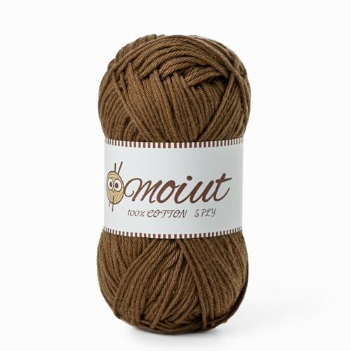 Image of Cotton Yarn for Crocheting, Baby Yarn for Crocheting Soft, 131yds / 1.76oz Fluffy Amigurumi Crochet Yarn, 5 Ply 100% Milk Cotton Yarn for Puzzle、Socks、Clothes(Light Coffee)