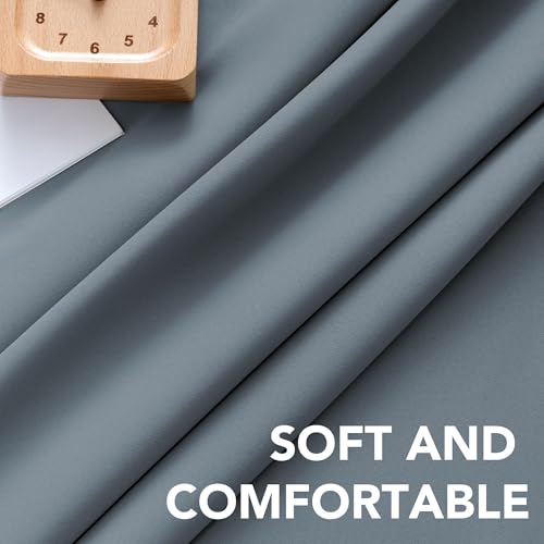 Image of H.VERSAILTEX Blue Back Tab Blackout Curtains 102 Inch Long for Living Room, Rod Pocket Room Darkening Thermal Insulated Black Out Curtains, 52 x 102 Inch, Stone Blue, 2 Panels