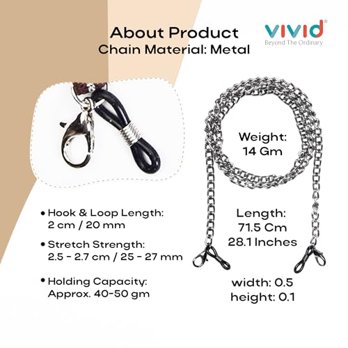 Image of Unisex Specs Holder Hook & Loop Anit Slip Eyewear Lanyard Metal Strap Chain