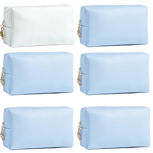 Bridesmaid Proposal Gifts Letter Cosmetic makeup bag bulk for Wedding Party Favors Bachelorette party decorations Makeup Pouch Birthday Toiletry Organizer Bag Makeup Case Gift (Blue)