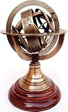 Astrolabe sphère armillaire en laiton de 45,7 cm sur base en bois maritime nautique et de collection rustique vintage décoration d'intérieur cadeaux