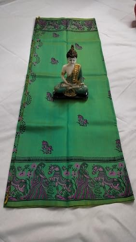 Generic green bishnupuri silk saree in pure silk – image 5