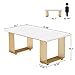 Tribesigns Modern Dining Table for 6-8 People, 70.8 Inches Long White Room Kitchen, Wood Kitchen with Gold Metal Legs, Rectangular Dinner Room, Family Gathering