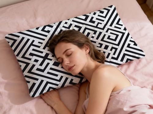 Coussin abstrait noir et blanc 50x70cm lot de 2 velours salon