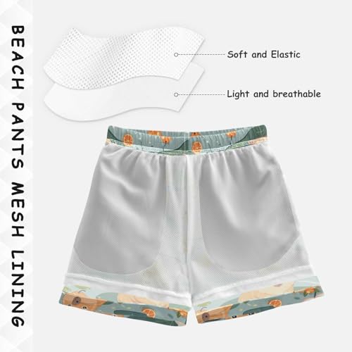 senya Cute Capybara with Tangerine Boys Swim Trunks Toddler Shorts Swimwear Boardshorts4