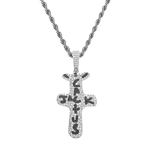 KMASAL 18 Karat Vergoldete Labrador-Diamant-Halskette Iced Out Cactus Jack Pendent Hip Hop-Kette Für Männer Frauen (silver) Cover
