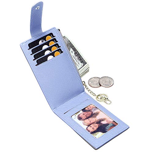 Image of Badiya Slim Women Wallet RFID Blocking Bifold Compact 9 Card Slots Holder Wallets Soft Leather with Zipper Coin Pocket 2 ID Window