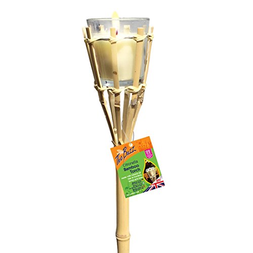 The Buzz Citronella Bamboo Torch (Burn Time 22 Hours, Suitable for Outdoor, Garden Use), 1 m - Random Colour, Set of 1