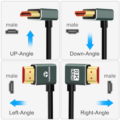 Thsucords 超薄型8K HDMI 2.1 90度L字 左向きケーブル 2M HD-216-2.0M-R の商品画像 6