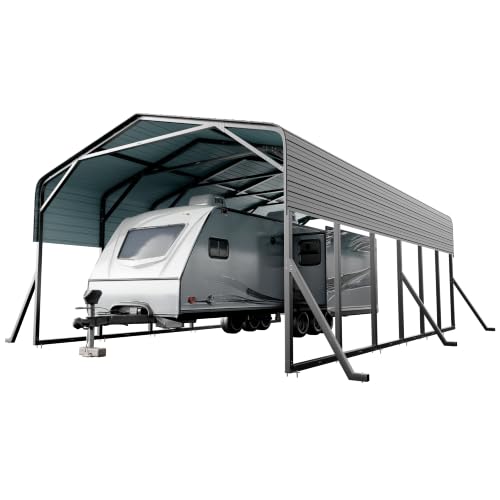 Image of K Knowbody 20x31x11.6 FT RV Carport, Heavy Duty 2-Car Metal Shelter for Travel Trailers