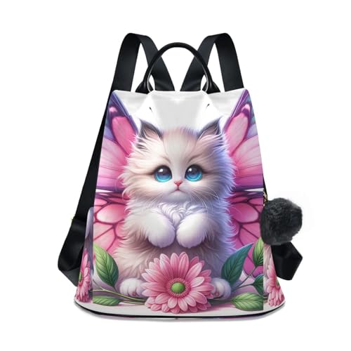 Sac à dos femme imprimé chat floral le cadeau idéal et sécurisé avec zip antivol