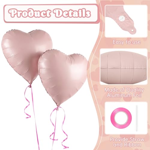 Image of 12 Pcs Pink Heart Balloons,18 Inch Heart Foil Balloons Love Balloon Valentine Balloon for Birthday Party Wedding Engagement Party Baby Shower Valentine Day Decorations