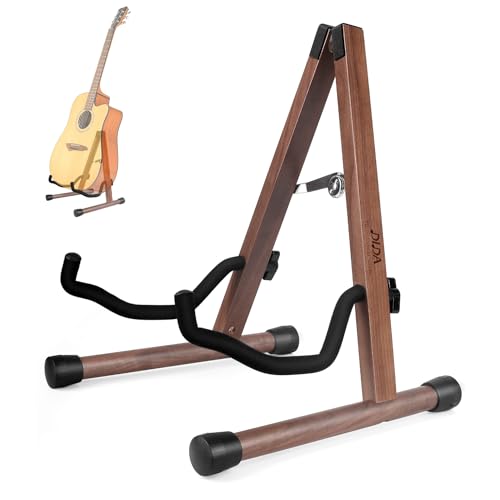 Guitar Stand, Guitar Stand for Acoustic Guitar, Wooden A-Frame Guitar Floor Stand For Acoustic Guitars, Non-Slip Rubber Padding Foam Arms, Guitar Holder Stand (American Black Walnut, Acoustic Guitar)