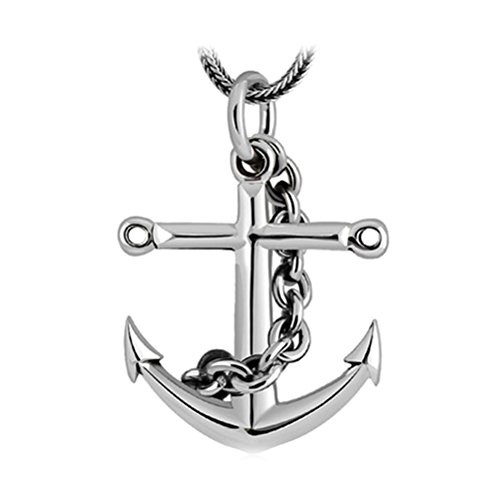 Jade Angel Plata de Ley Marítimo Ancla Amulet Colgante con Collar de Cadena de Trigo de Plata 925 Cover