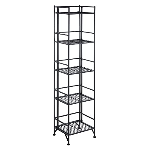Image of Convenience Concepts Xtra Storage Shelves - 5-Tier Folding Metal Storage Shelves, Closet Organizer for Office, Laundry Room, Bedroom, Garage, Kitchen, Bathroom, Black