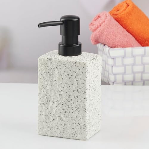 Image of SaSaSa Ceramic Soap Dispenser for Bathroom handwash, refillable Pump Bottle for Kitchen Hand wash Basin, Set of 2, White (11003)