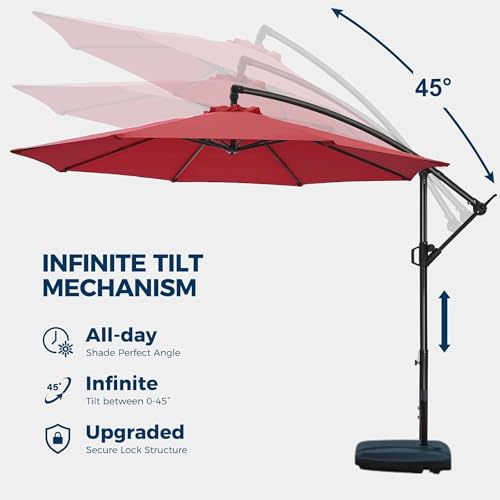 Image of THESHELTERS 10ft Side Pole Round Outdoor Garden Umbrella with Movable 60Kg Heavy Water Base Stand for Patio, Terrace, Cafe and Poolside | Waterproof Big Size Outdoor Umbrella