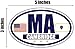 Flag of Massachusetts/American Flag Oval 3M Vinyl Bumper Sticker Decal | Navy & Gold Cambridge, MA Sticker Vinyl Decal