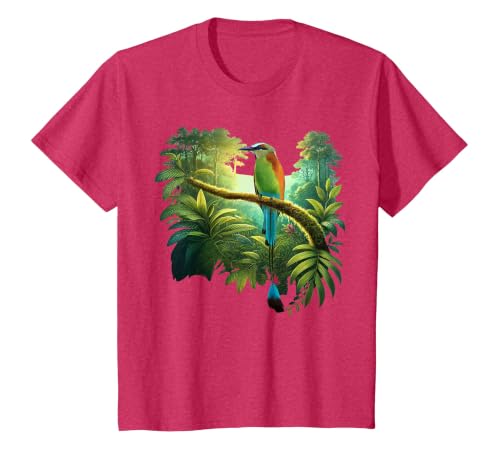 El Salvador Torogoz National Bird Salvadorian Pupusas Flag T-Shirt, Youth, Red Heather, Large