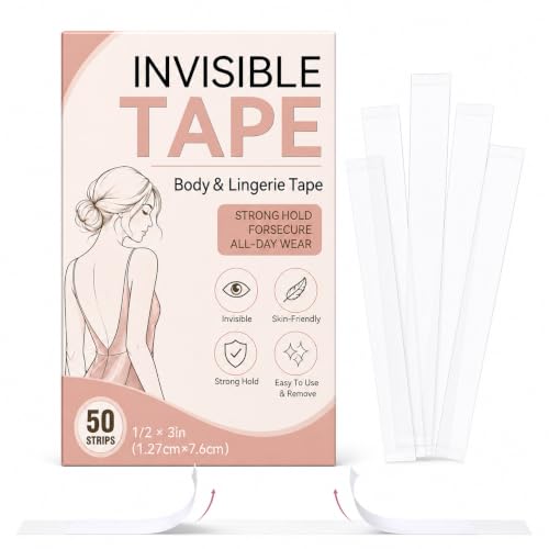 AAROVIBE Fashion Tape for Women, 50 Clear Double-Sided Clothing Tape Strips