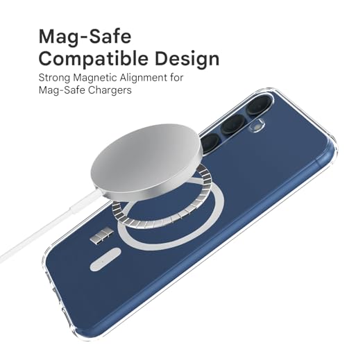 Image of Prolet Anti -Yellow Crystal Clear Hard Case Cover Compatible with Samsung Galaxy S25 with Magnetic Mag-Safe Wireless Charging Support, Shockproof Hard Back Cover (Transparent)