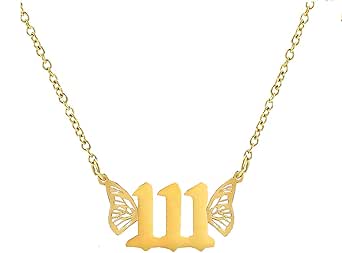 SUNSCSC Butterfly Necklaces Angel Number Necklaces for Women 444 666 777 888 Dainty Numerology Choker Jewelry Gold Necklace for Teen Girls Birthday Gifts