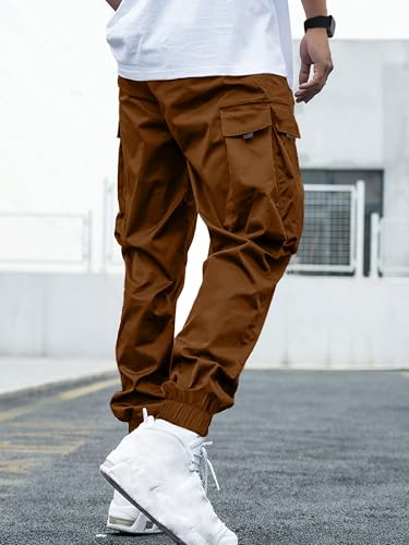 Image of JEMLDL Mens Cargo Joggers Pants Elastic Waist Drawstring with Flap Pockets Techwear Pants for Men