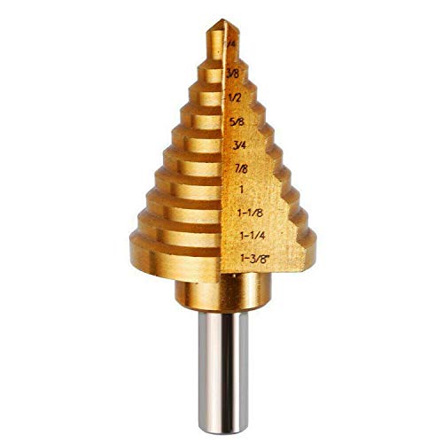 Yangoutool Titanium Step Drill Bit,High Speed Steel 10 Steps from 1/4"-1-3/8" Inches