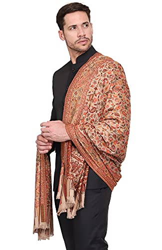 Image of Weavers Villa Men's Kalamkari Design Woven Acro Wool Blend Gents Shawls, Muffler, Stoles for Men [40 inch X 80 inch]