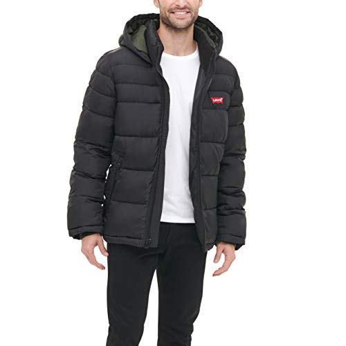 Image of LEVI'S Men's Mid-length Quilted Performance Hoody Puffer Jacket