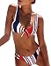 BMJL Women's Sexy Detachable Padded Cutout Push up Striped Bikini Set Two Piece Swimsuit (Small, Stripe 1)