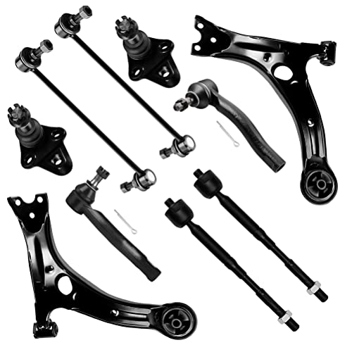 SCITOO 10pcs Suspension Kit For 2003-2008 For Toyota Corolla - With Suspension Parts Lower Control Arm Lower Ball Joint Sway Bar End Link Inner Outer Tie Rod End
