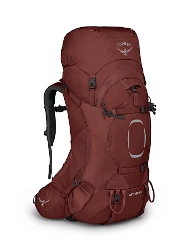 Osprey Aether 55L Men's Backpacking Backpack, Deep Acorn Red, S/M