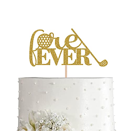 Gold Forever Golf Cake Topper For Wedding, glitter Sports Golfer Cake Topper Party Decoration by MAGJUCHE - Used condition - US$6.19