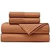 Bedsure Queen Sheet Set - Soft Sheets for Queen Size Bed, 4 Pieces Hotel Luxury Terracotta Queen Sheets, Easy Care Polyester Microfiber Cooling Bed Sheet Set