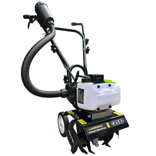 Synergy Mini Motoazada Gasolina 52cc 2CV – Motor 2 Tiempos – Ancho de Trabajo 26cm – 4 Cuchillas Reforzadas y Ruedas de Transporte – Modelo Turbotiller