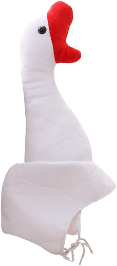 Tomaibaby Plush Goose Hat Stuffed Animal Head Cap Cute Costume Headwear Plush Animal Hat Goose Cosplay for Masquerade Christmas Halloween Party (White) - Image 3