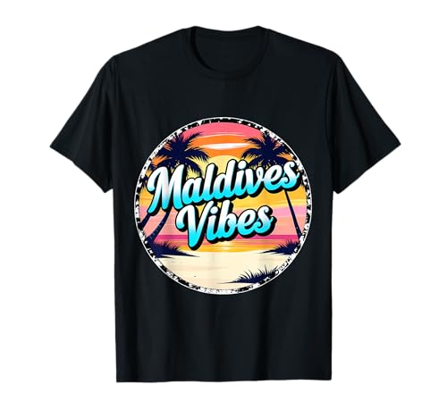 Souvenir de vacances rétro vintage au coucher du soleil au coucher du soleil aux Maldives Vibes Beach T-Shirt