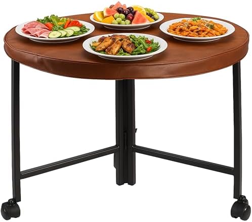 Amazon.com: FEBTECH Round Folding Table 48 inch w/Lockable Wheels Heavy ...