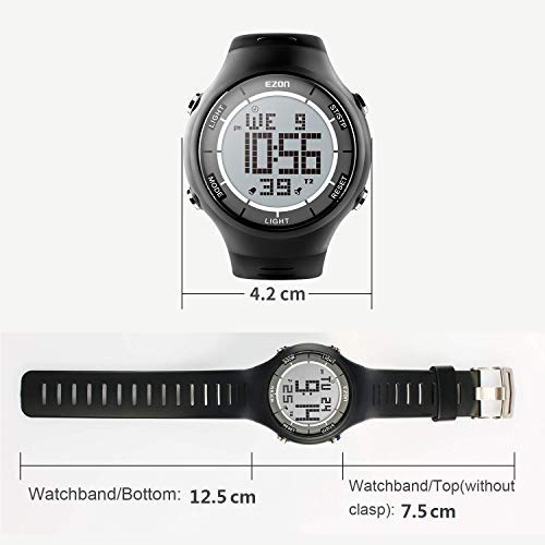 EZON Digital Sport Watch for Outdoor Running with Countdown Timer and Stopwatch Waterproof Mens Black Watch Black L008A11 - Thumbnail 3