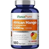 NusaPure African Mango 10:1 Extract, 500 mg Equivalent to 5,000 mg per Veggie Caps 180 Capsules (Non-GMO, Vegan)
