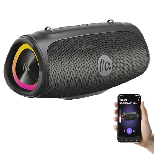 Image of TAZATA Portable Outdoor Bluetooth Speaker, 90W Subwoofer, 100 + Speaker Pairing, BassUp 2.0, IPX7 Waterproof, Floatable, Bluetooth 5.3, RGB Lights, 6 Custom EQ, for Party Beach Pool - Black