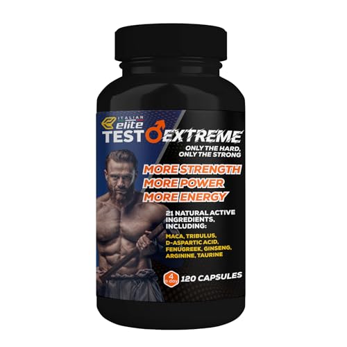 Italian Elite® Testo Extreme, Natural Booster for Men with Maca, Tribulus, Fenugreek, Zinc, Arginine & Ashwagandha. 120 Capsules, Herbal Supplement with Vitamins & Minerals. Strength Energy Endurance.
