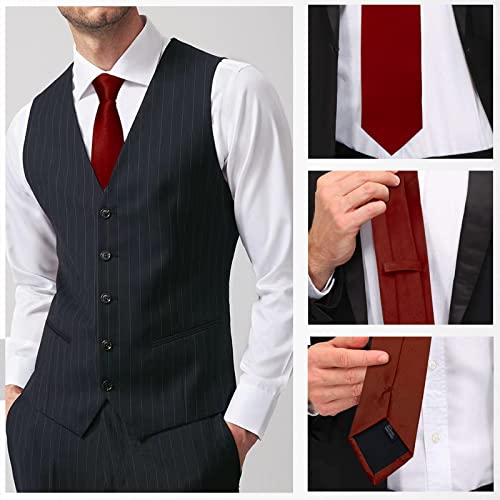 Image of Luckyvestir Mens Tie Solid Satin Neck Ties 3.15'' Formal Necktie for Wedding Business Christmas Father's Valentine's Day Gift