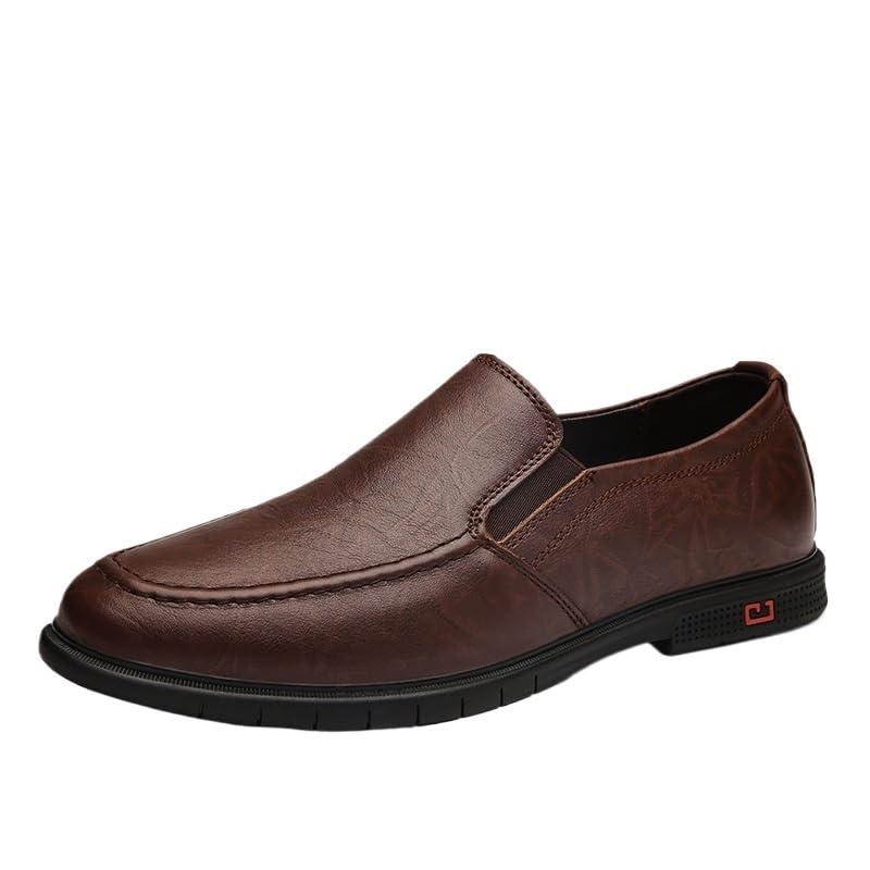 Brown Oxford Shoes for Men, Slip-On Formal Business Dress Shoes